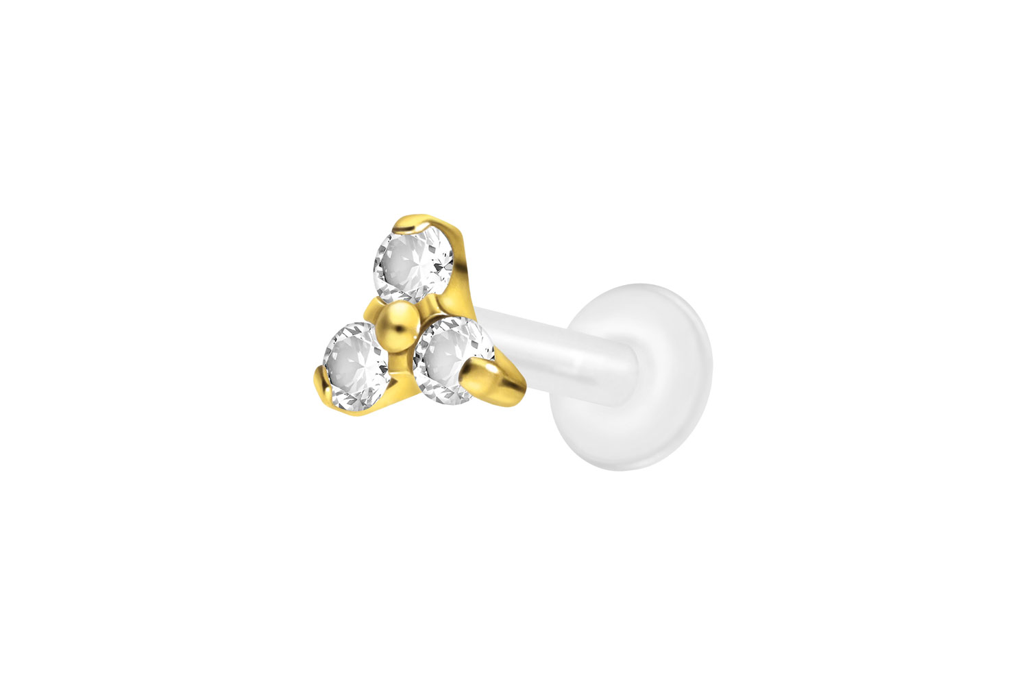 PTFE Labret Piercing mit Innengewinde + Titan-Aufsatz KRISTALLBLUME